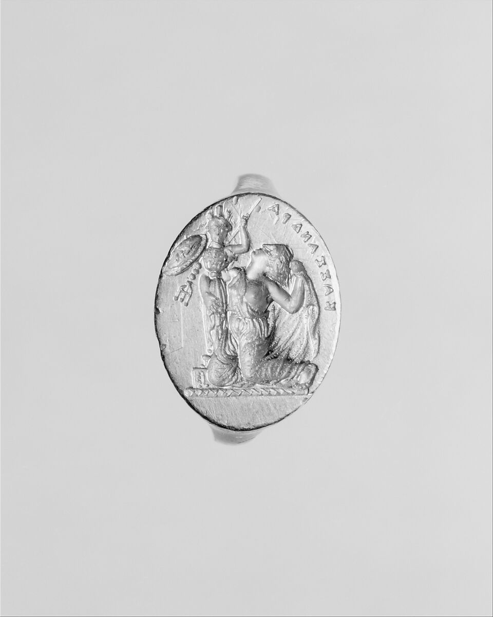 Gold ring with intaglio of Kassandra, Gold, Greek 