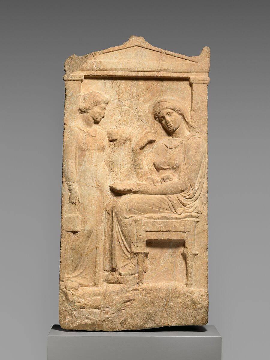 Marble stele (grave marker) of Phainippe, Marble, Greek, Attic 