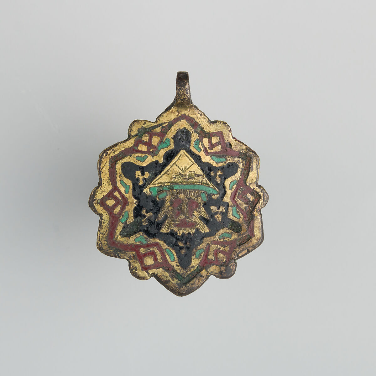 Badge or Harness Pendant, Copper, gold, enamel, Spanish 