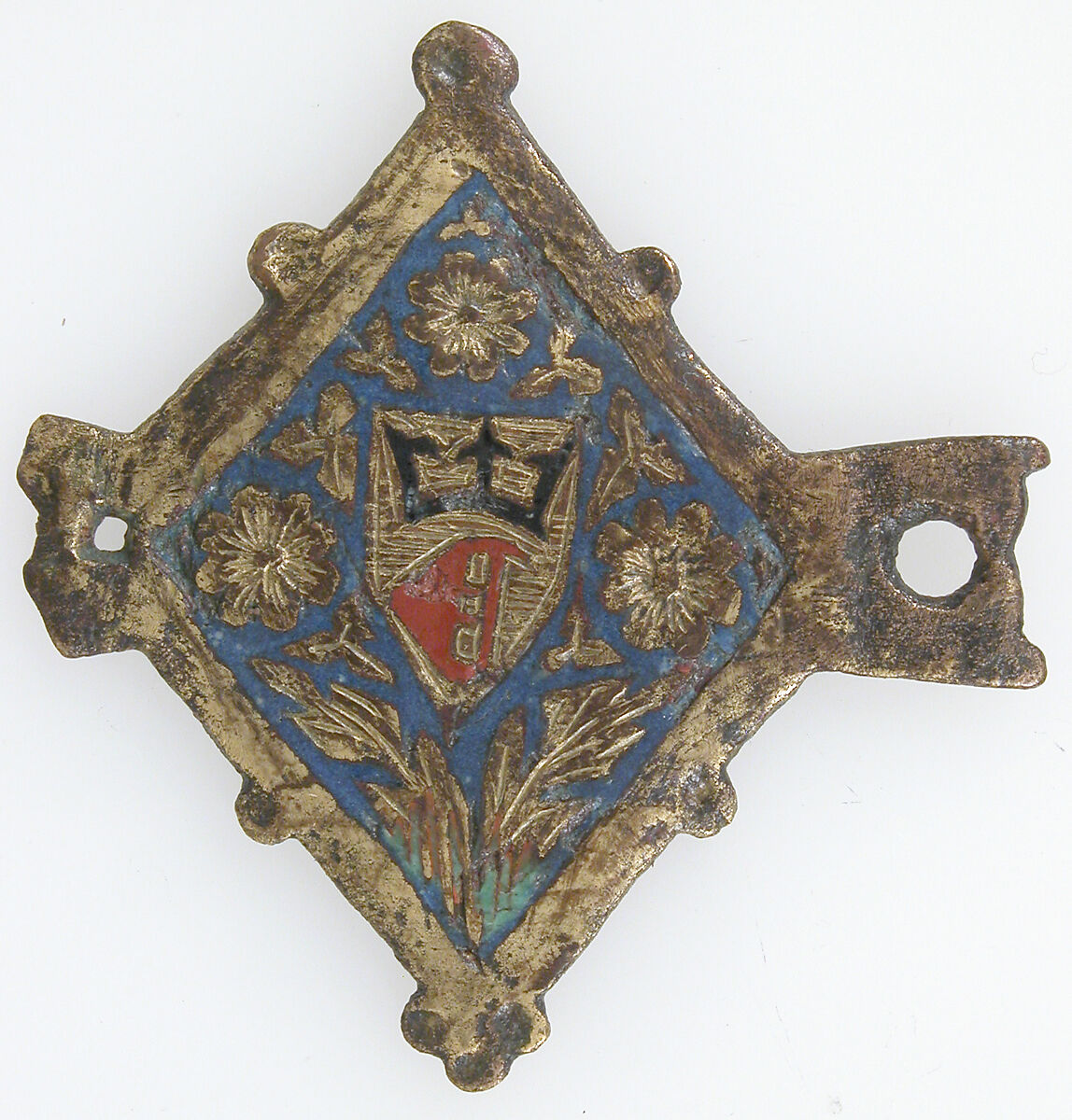 Harness Pendant, Copper, gold, enamel, possibly Spanish 