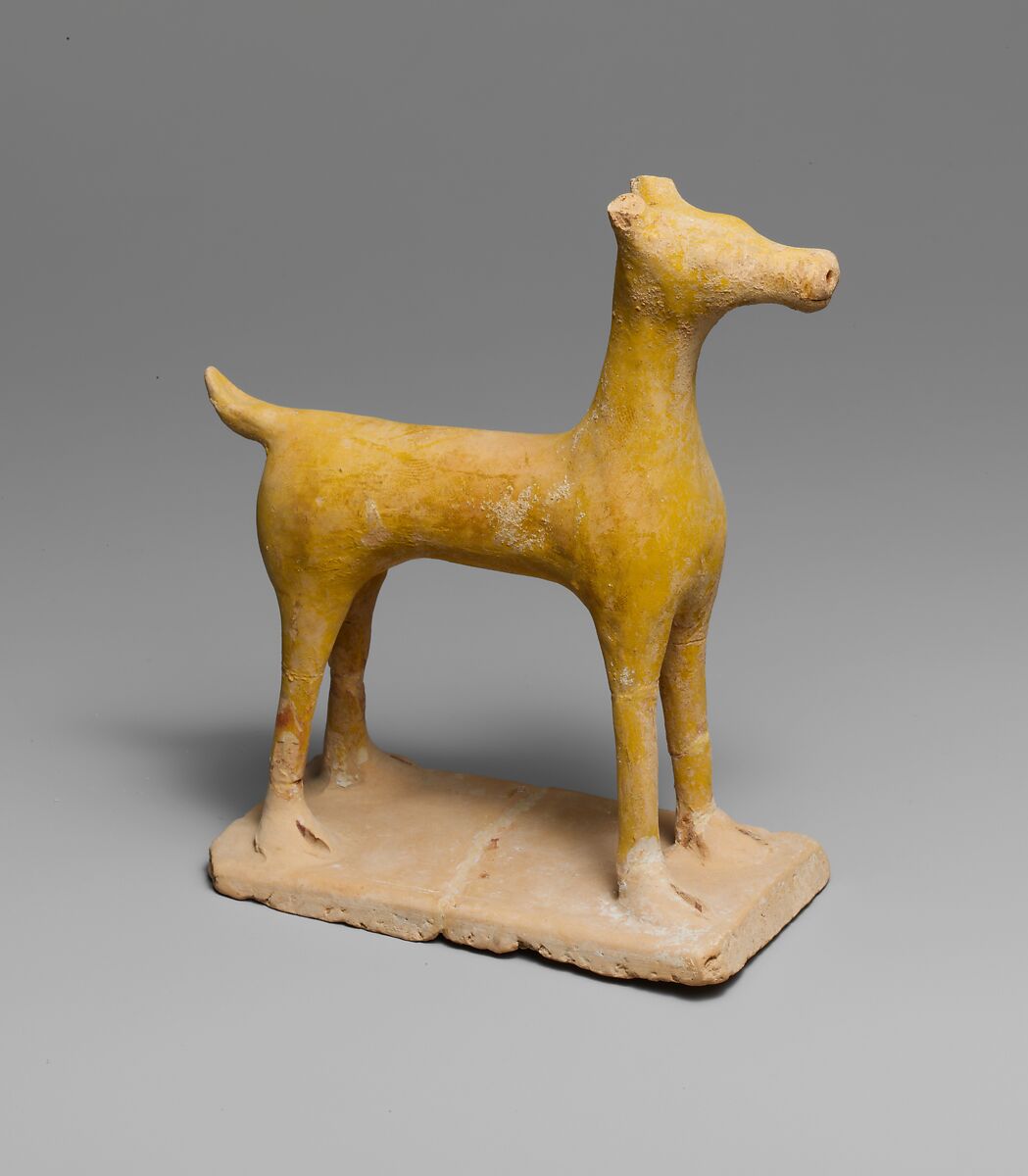 Terracotta statuette of a deer, Terracotta, Greek, Boeotian 