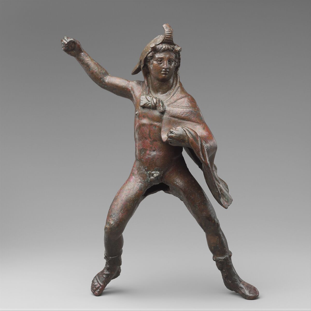 Bronze statuette of a rider wearing an elephant skin, Bronze, Greek 