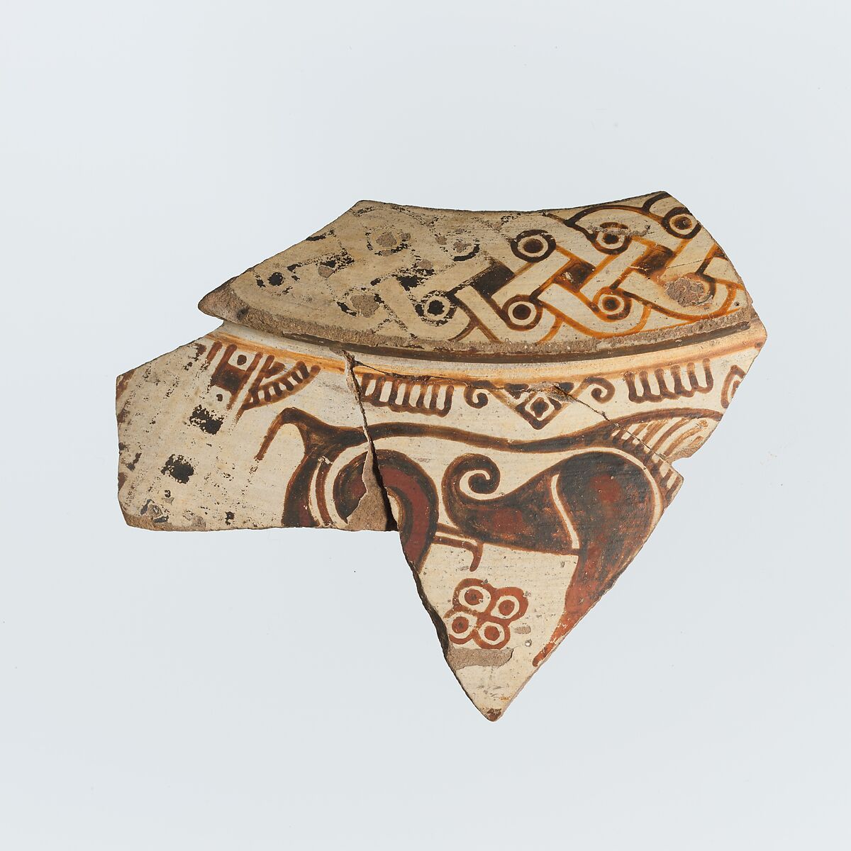 Fragment of a terracotta dinos (deep round-bottomed bowl), Terracotta, East Greek, Chiot 