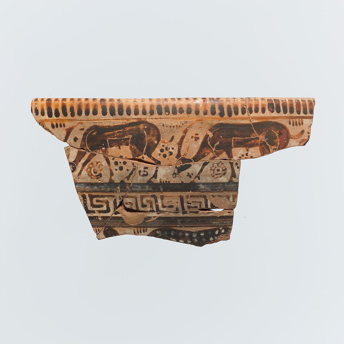 Fragment of a terracotta krater (mixing bowl), Terracotta, East Greek 