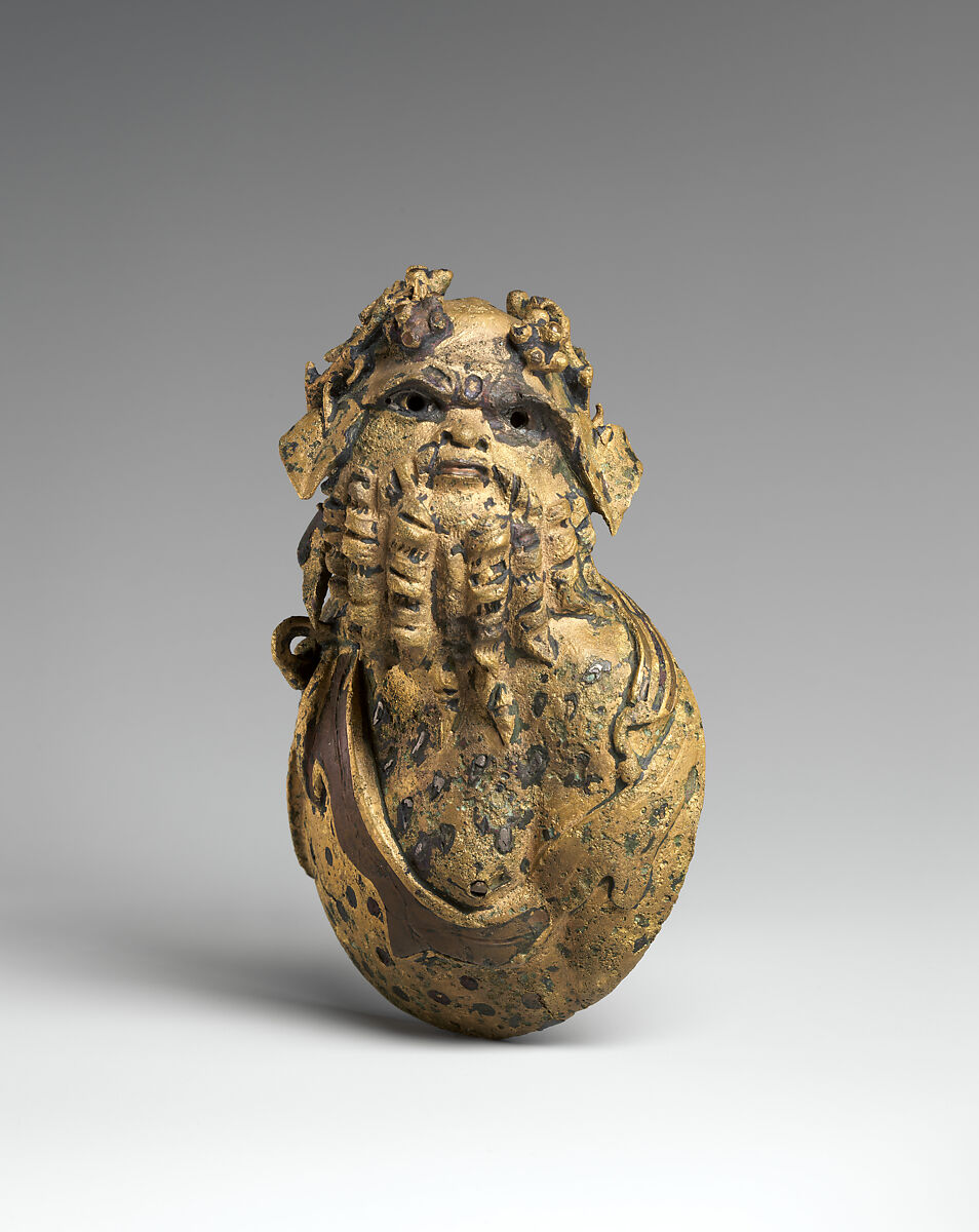 Bronze bust of a Silenus, Bronze, Roman