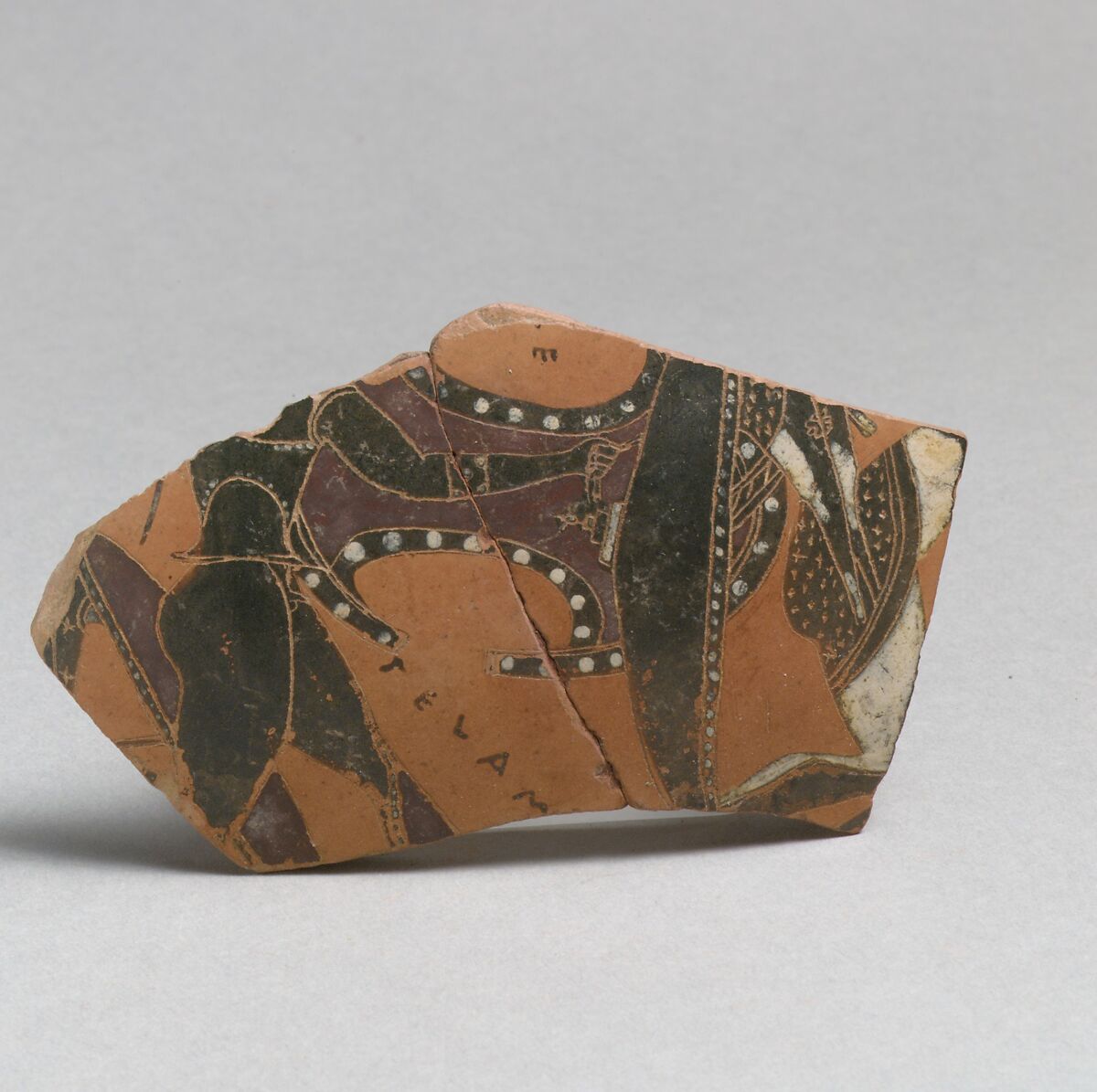 Neck-amphora, Tyrrhenian fragments, Attributed to the Prometheus Painter, Terracotta, Greek, Attic 