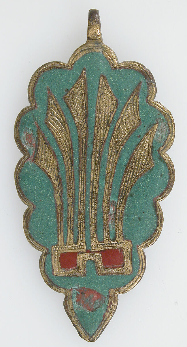 Harness Pendant, Copper, gold, enamel, possibly Spanish 