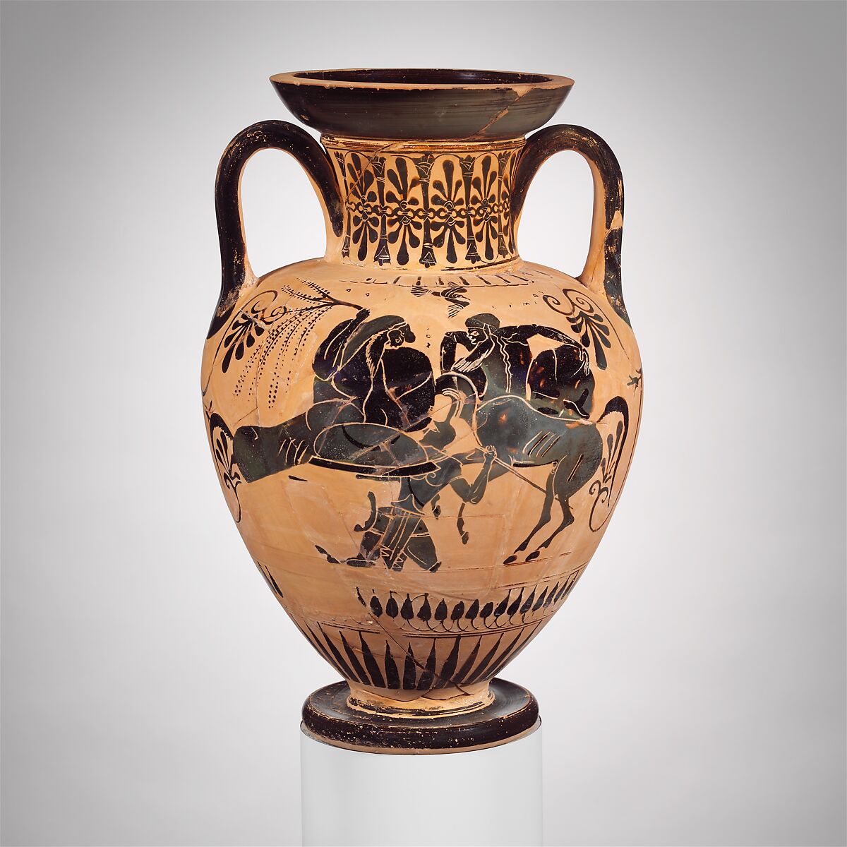 Terracotta  neck-amphora (jar), Terracotta, Greek, Attic