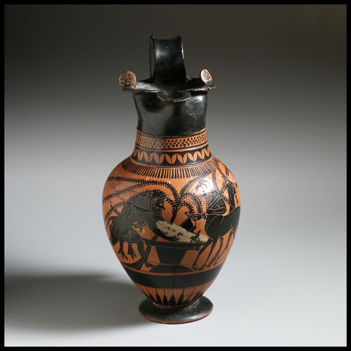 Terracotta oinochoe (jug), Attributed near the Altenburg Class, Terracotta, Greek, Attic 