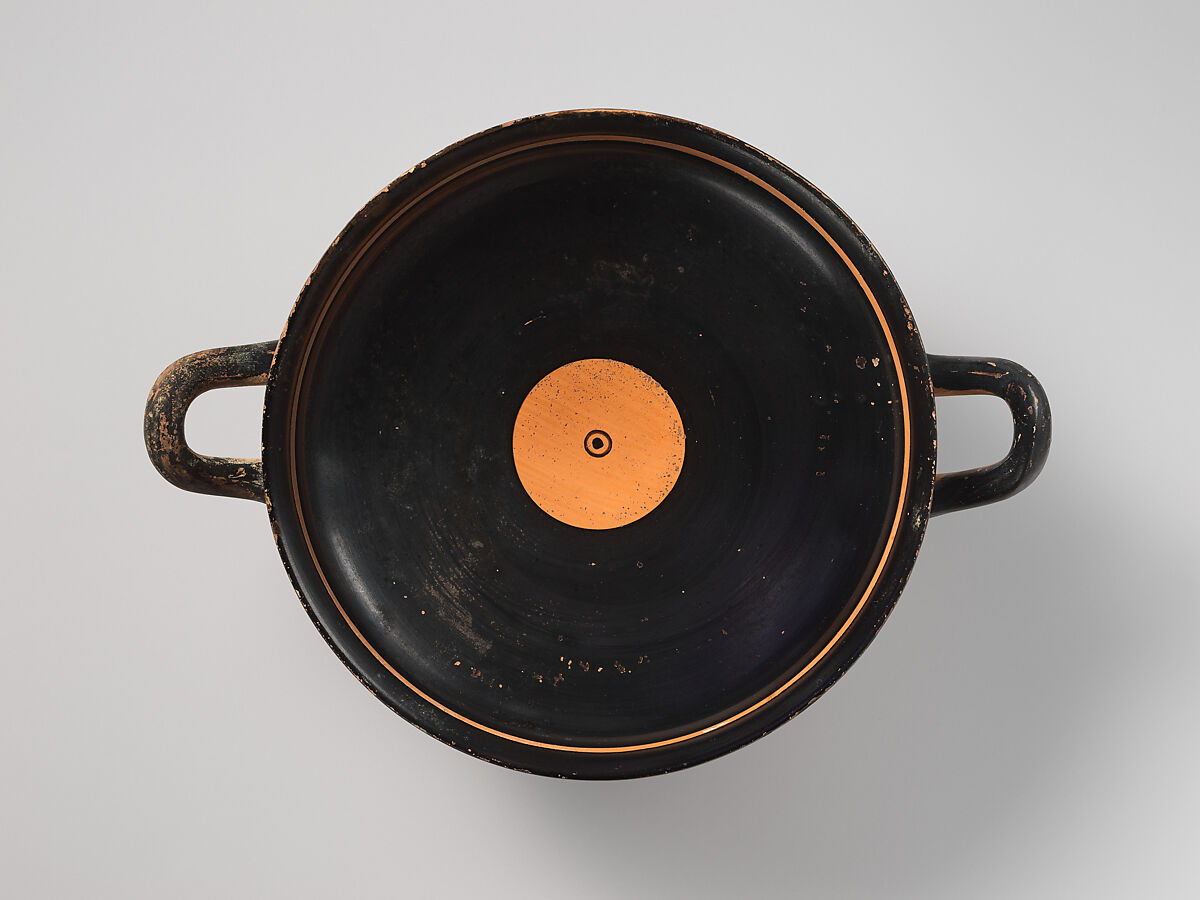 Terracotta kylix (drinking cup), Attributed to the Group of Rhodes 12264, Terracotta, Greek, Attic