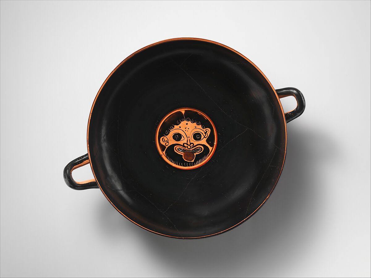 Terracotta kylix: eye-cup (drinking cup), Terracotta, Greek, Attic