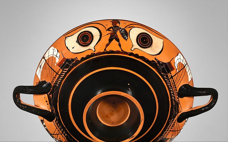 Terracotta kylix: eye-cup (drinking cup)