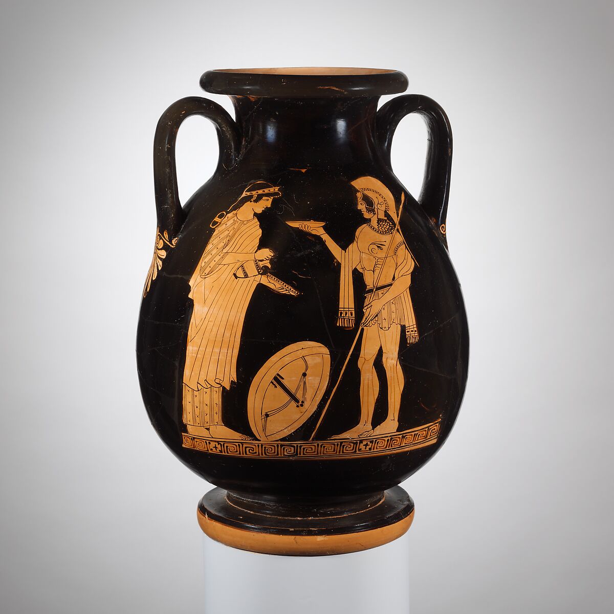 Terracotta pelike (jar), Attributed to the Altamura Painter, Terracotta, Greek, Attic