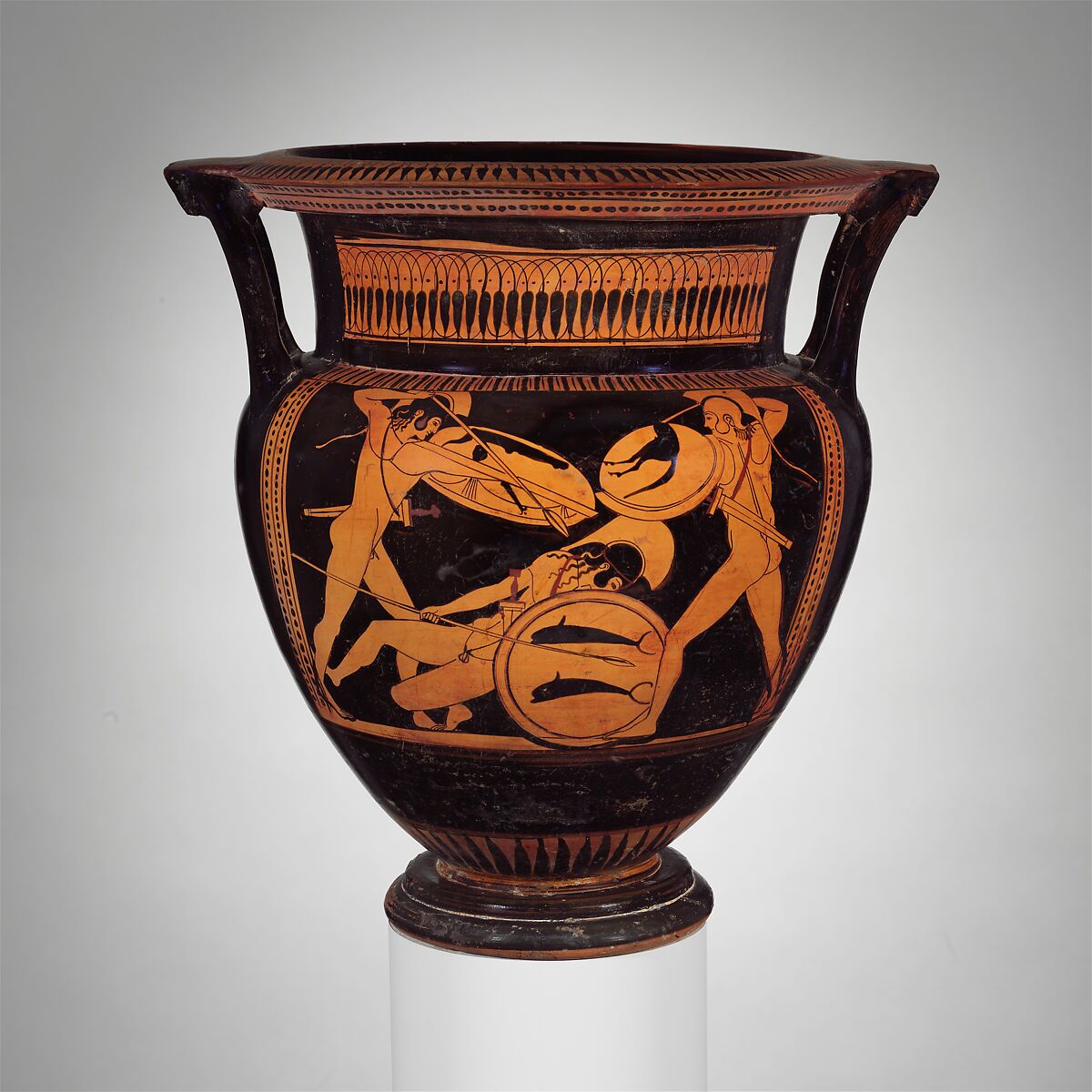 Terracotta column-krater (bowl for mixing wine and water), Attributed to Myson, Terracotta, Greek, Attic 