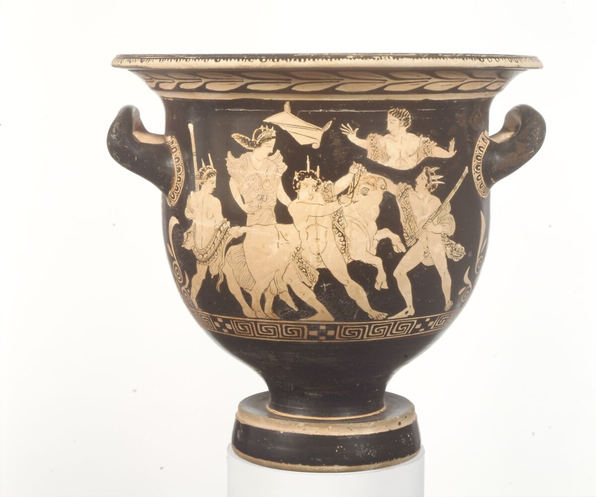 Terracotta bell-krater (bowl for mixing wine and water), Attributed to the Kekrops Painter, Terracotta, Greek, Attic