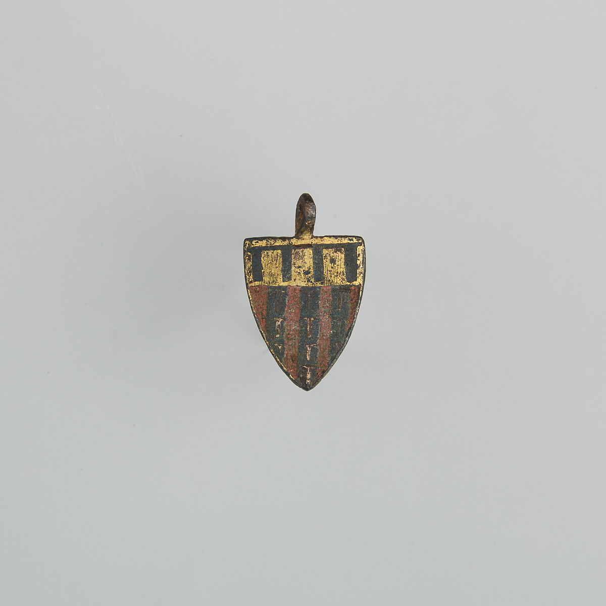 Badge or Harness Pendant, Copper, gold, enamel, Spanish 