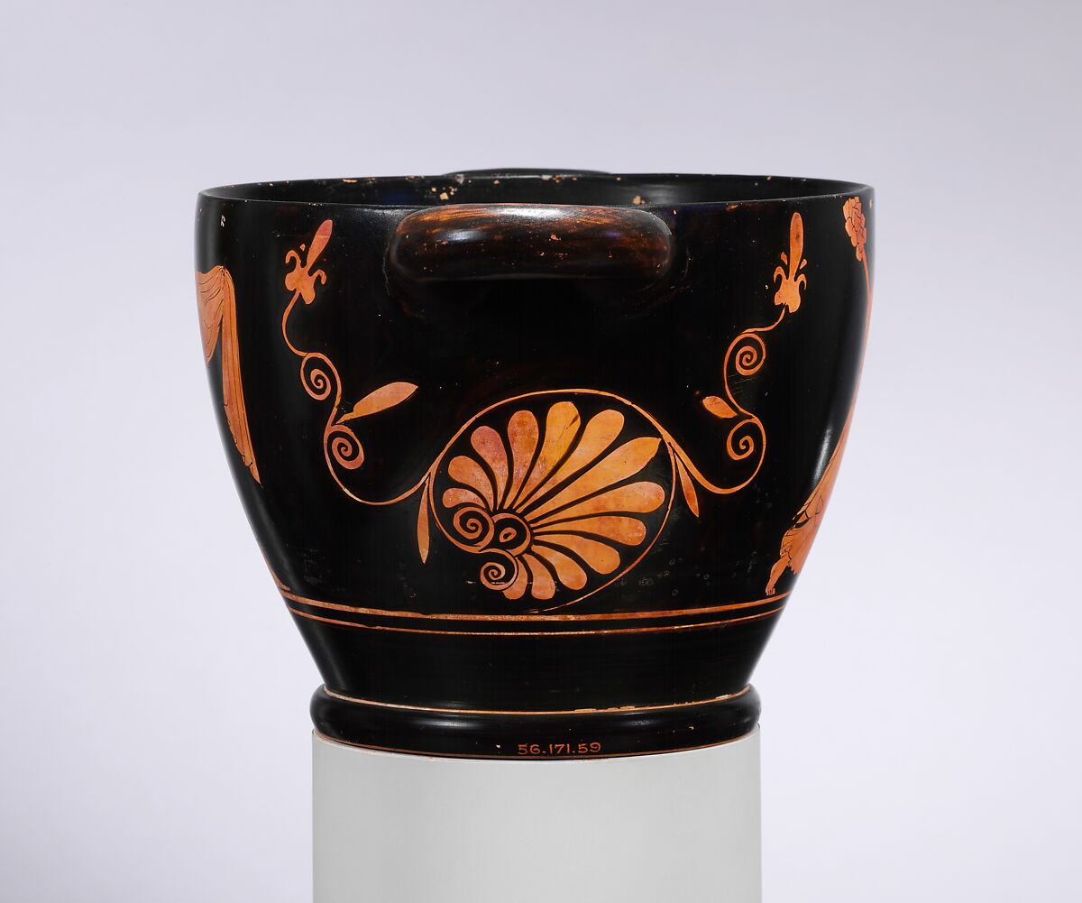 Terracotta skyphos (deep drinking cup), Attributed to the Lewis Painter, Terracotta, Greek, Attic