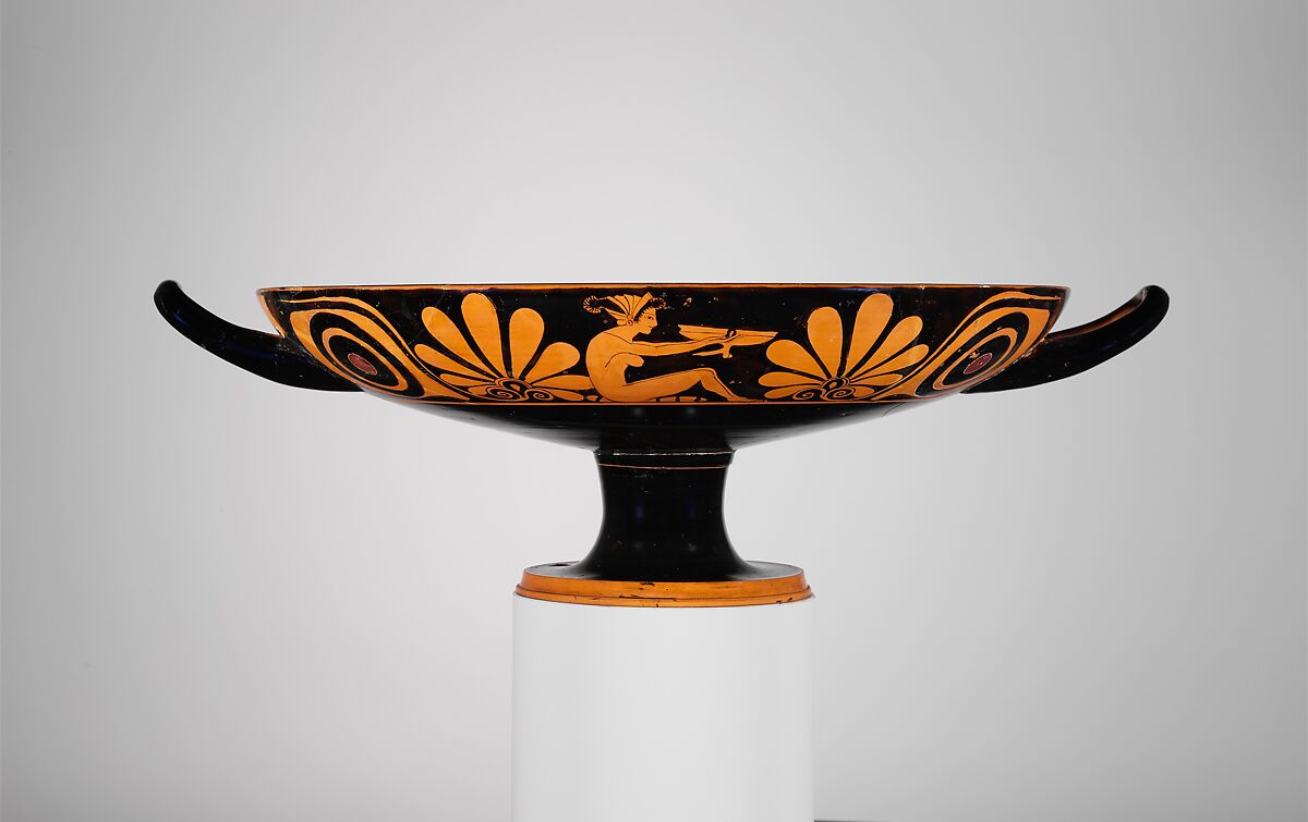 Terracotta kylix (drinking cup), Attributed to the Palmette Eye-cups, Terracotta, Greek, Attic 