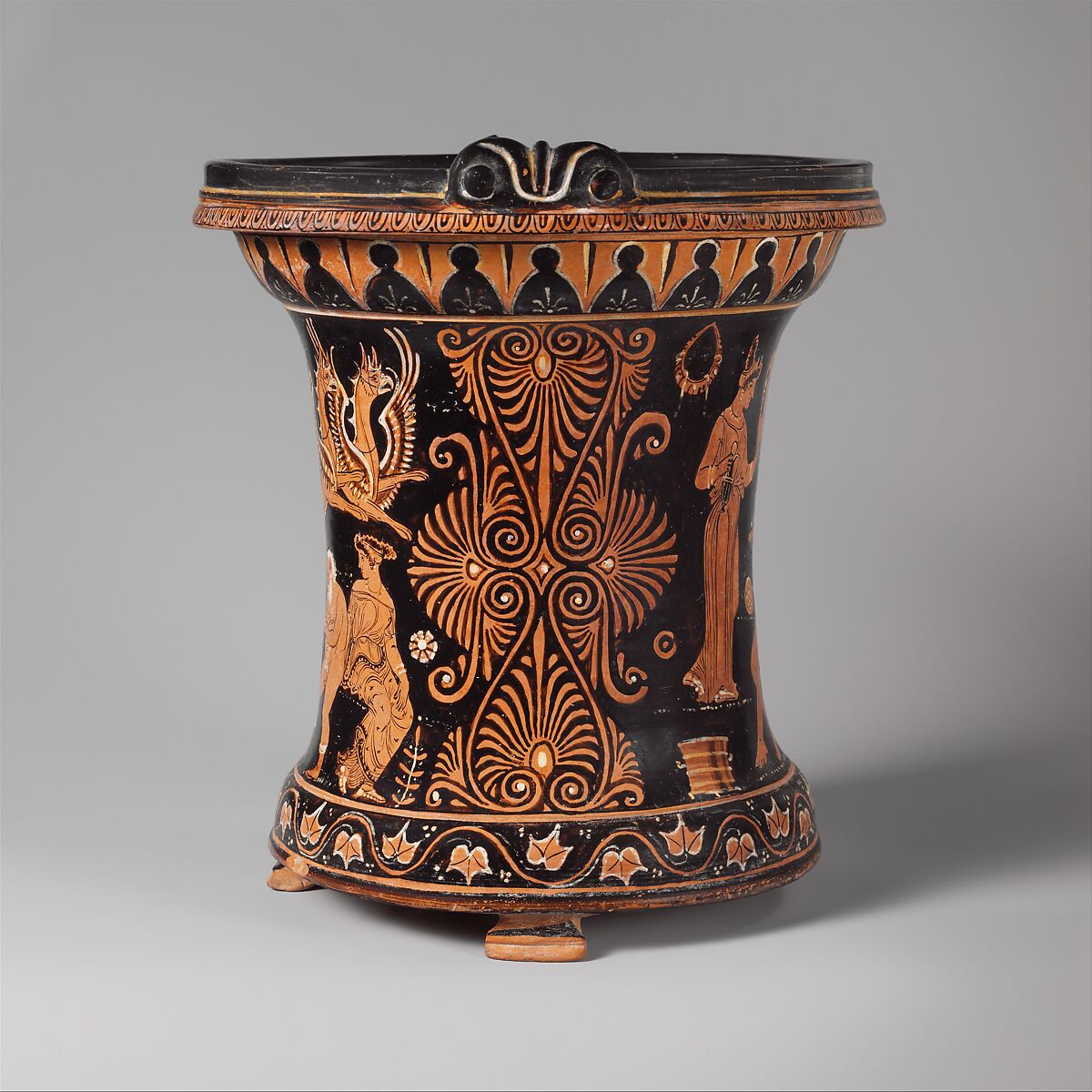 Terracotta situla (bucket), Attributed to the Lycurgus Painter, Terracotta, Greek, South Italian, Apulian