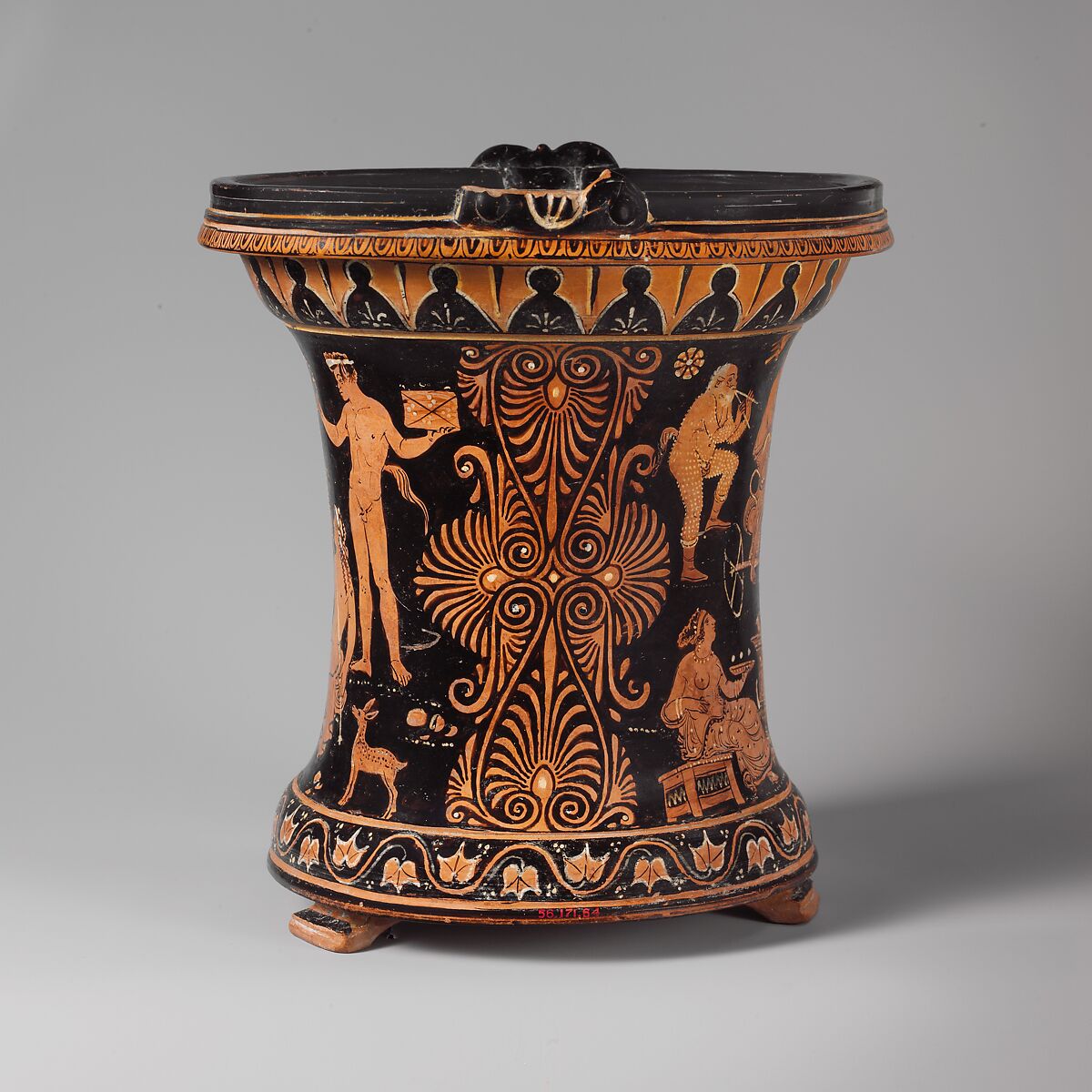 Terracotta situla (bucket), Attributed to the Lycurgus Painter, Terracotta, Greek, South Italian, Apulian