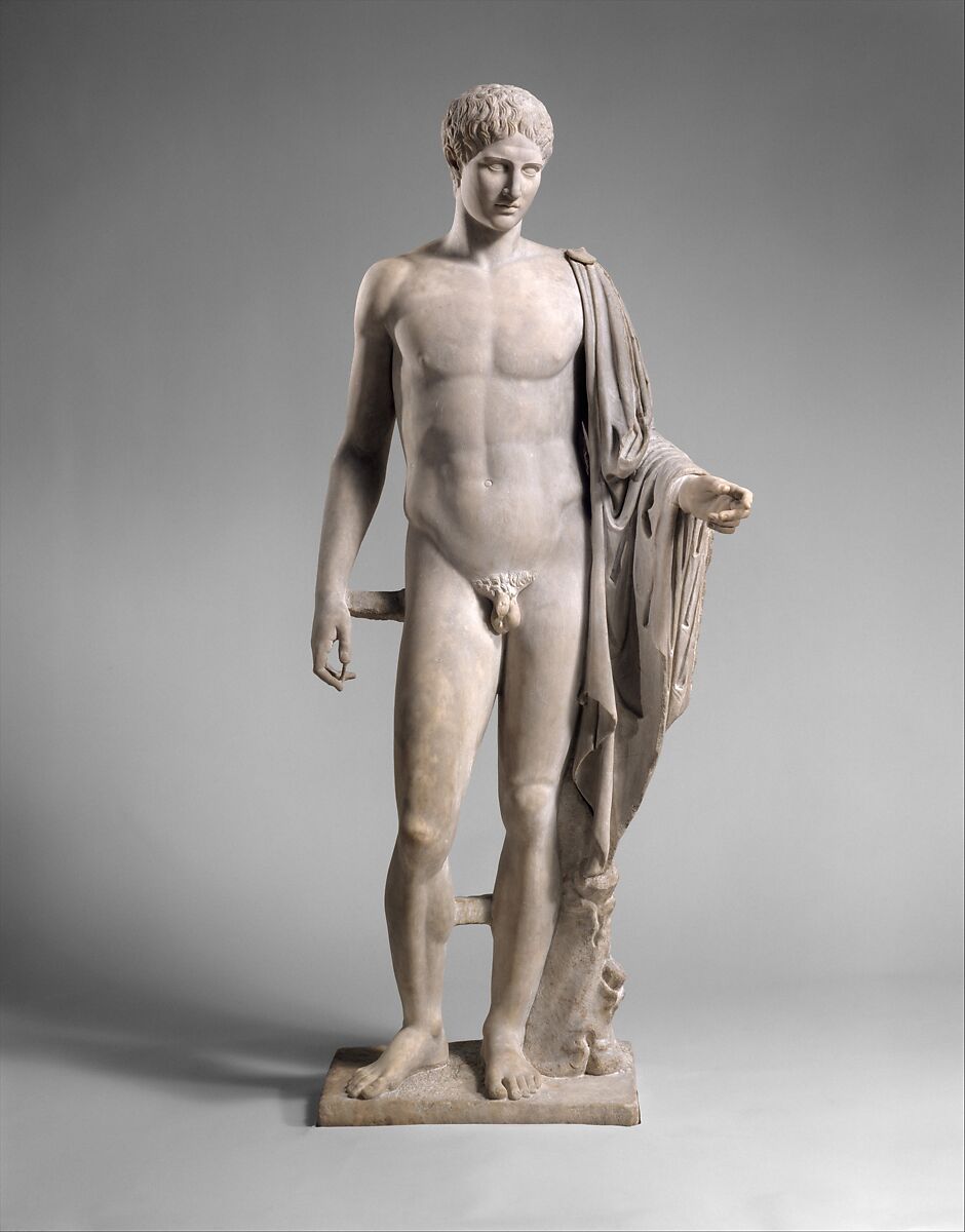 Marble statue of Hermes, Copy of work attributed to Polykleitos, Marble, Pentellic, Roman
