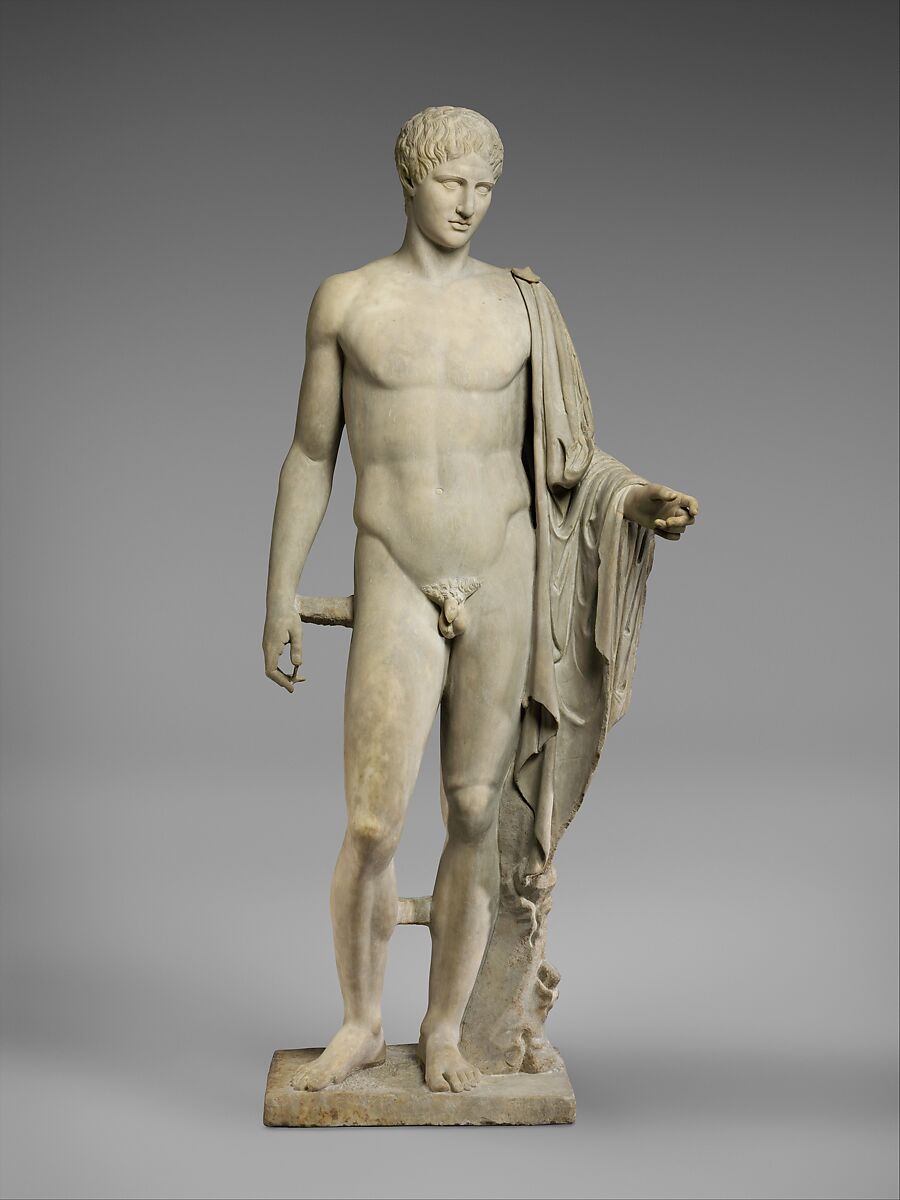 Marble statue of Hermes, Copy of work attributed to Polykleitos, Marble, Pentellic, Roman