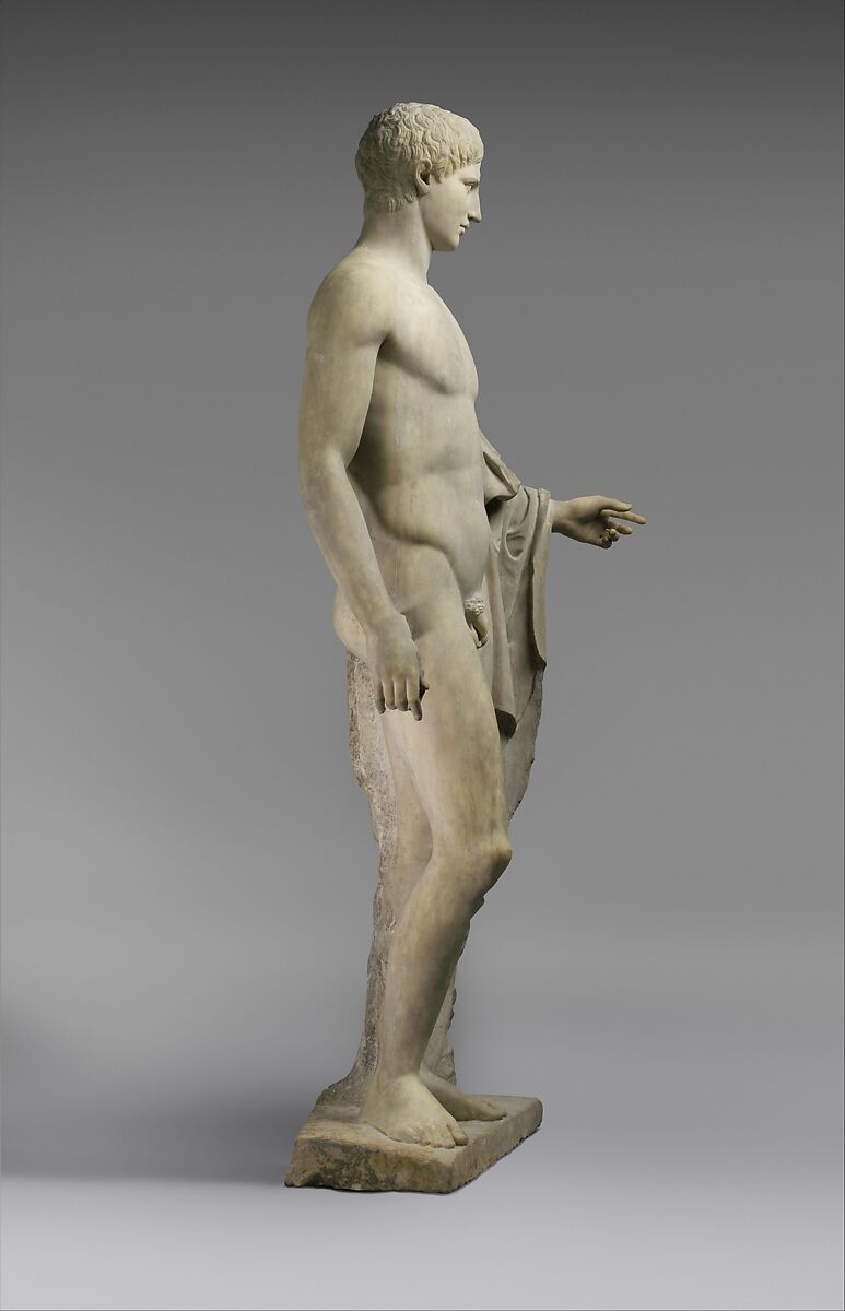 Marble statue of Hermes, Copy of work attributed to Polykleitos, Marble, Pentellic, Roman
