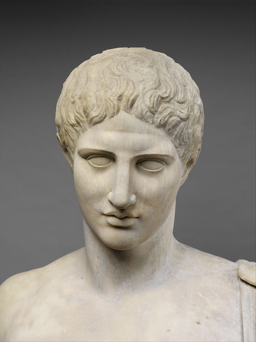 Marble statue of Hermes, Copy of work attributed to Polykleitos, Marble, Pentellic, Roman