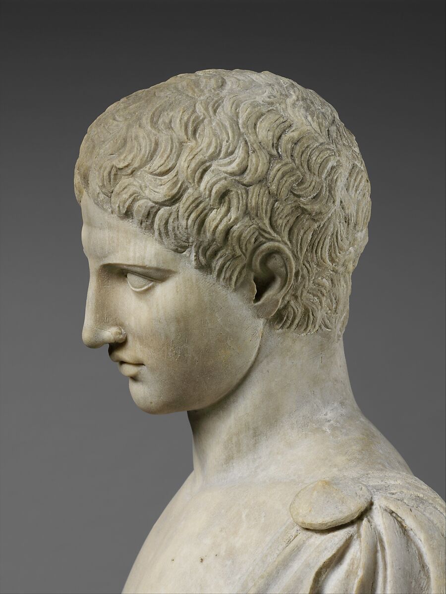 Marble statue of Hermes, Copy of work attributed to Polykleitos, Marble, Pentellic, Roman