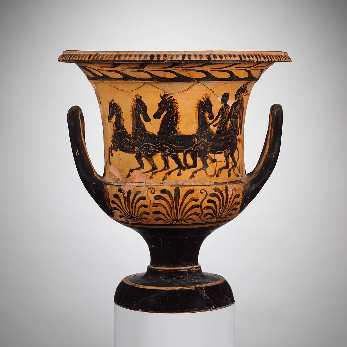 Terracotta calyx-krater (bowl for mixing wine and water), Terracotta, Greek, Boeotian 