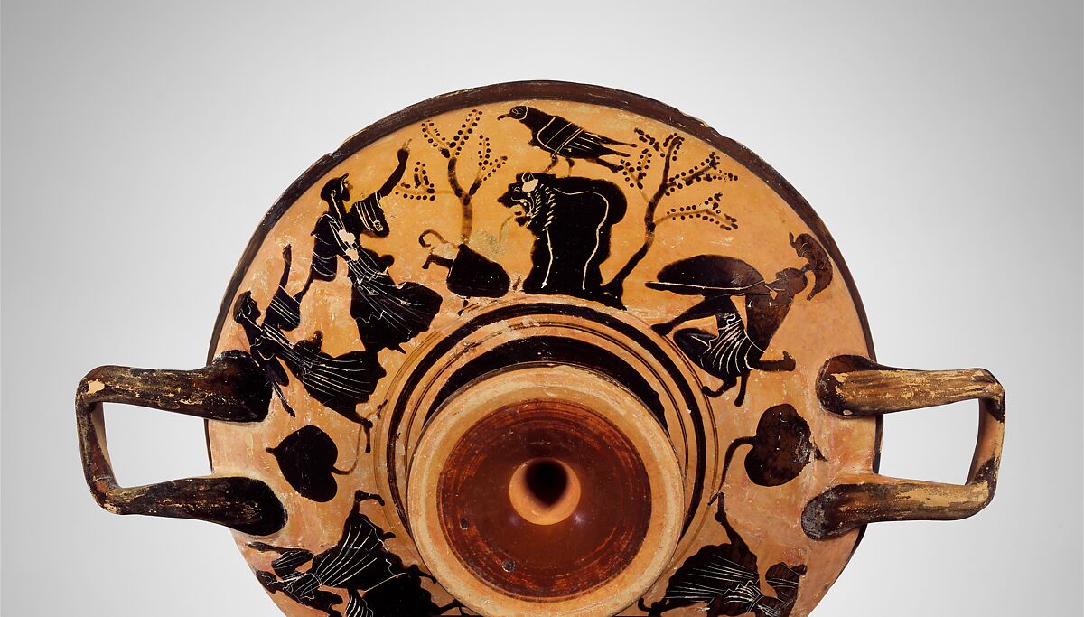 Terracotta kylix (drinking cup), Terracotta, Greek, Attic or Boeotian