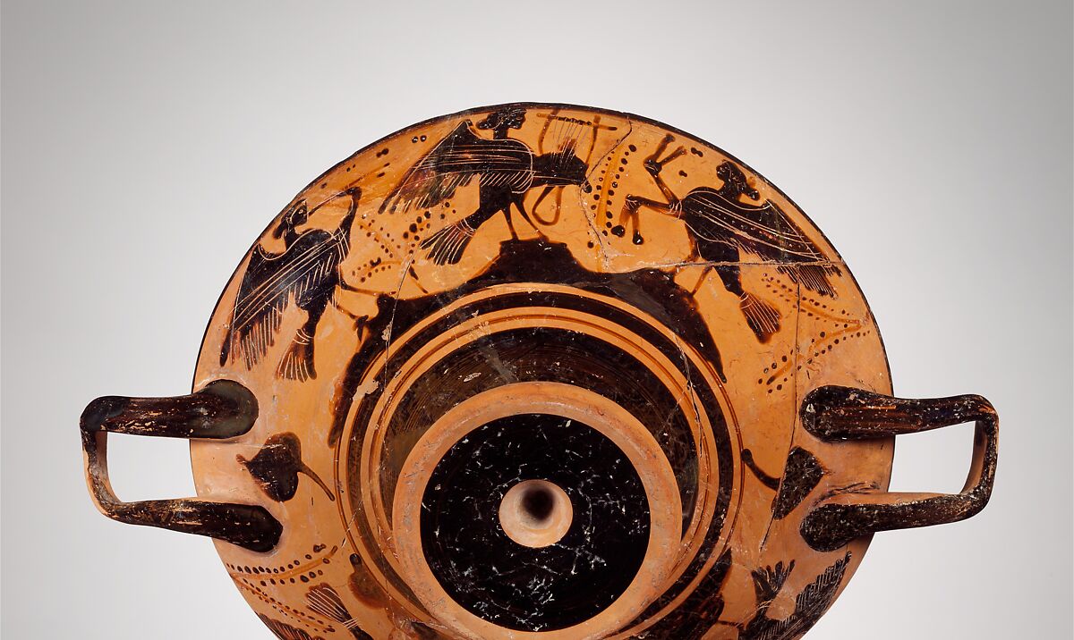 Terracotta kylix (drinking cup), Terracotta, Greek, Boeotian 