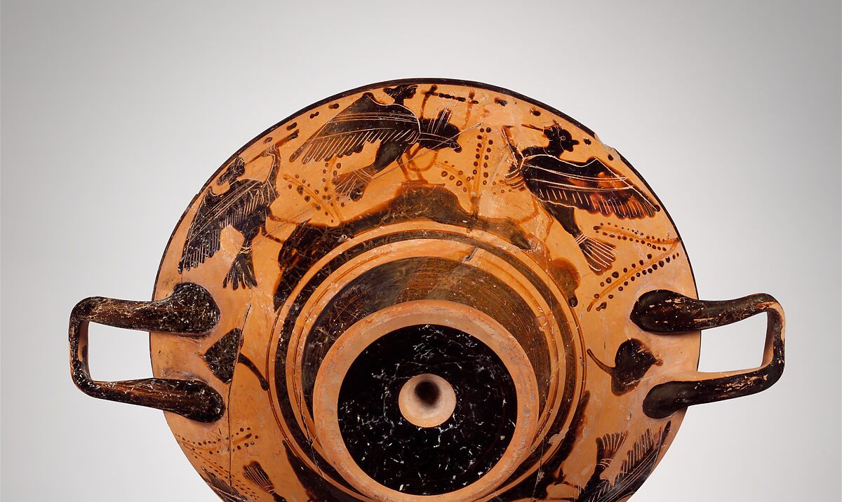 Terracotta kylix (drinking cup), Terracotta, Greek, Boeotian