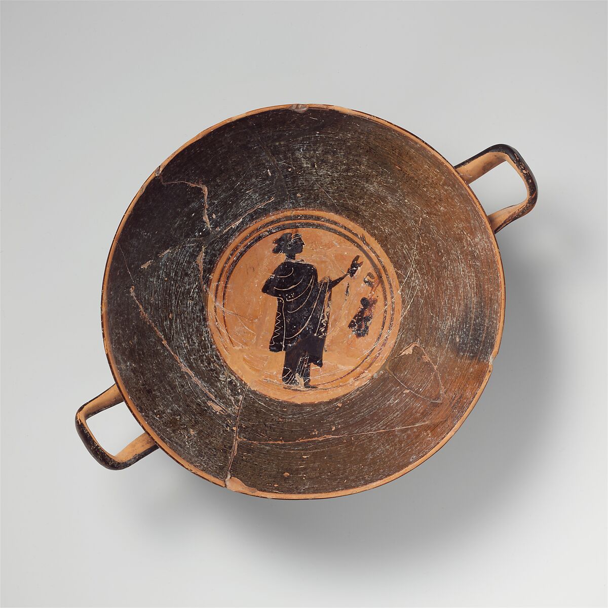 Terracotta kylix (drinking cup), Terracotta, Greek, Boeotian