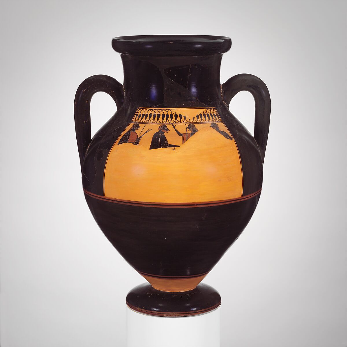 Terracotta amphora (jar), Attributed to the Affecter, Terracotta, Greek, Attic