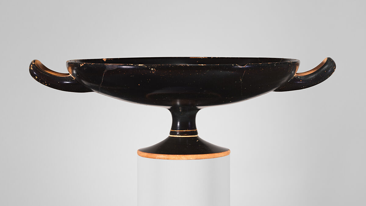 Terracotta kylix (drinking cup), Attributed to the Brygos Painter, Terracotta, Greek, Attic