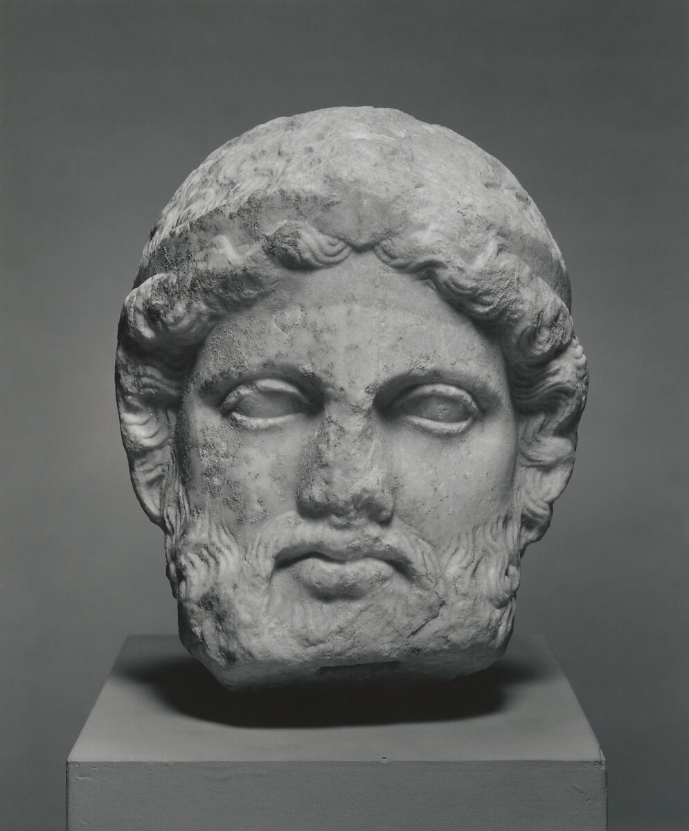 Marble head from a herm, Marble, Greek 