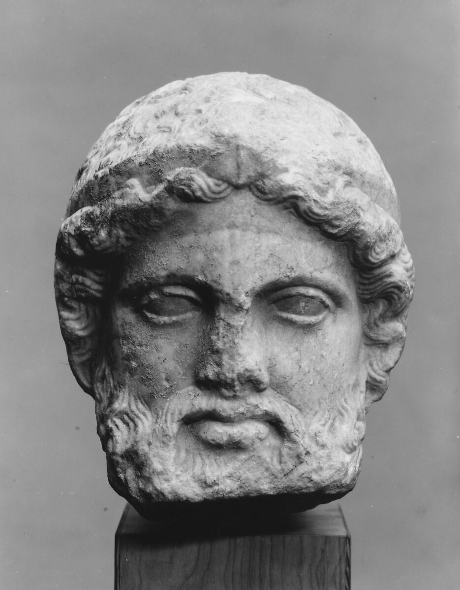 Marble head from a herm, Marble, Greek