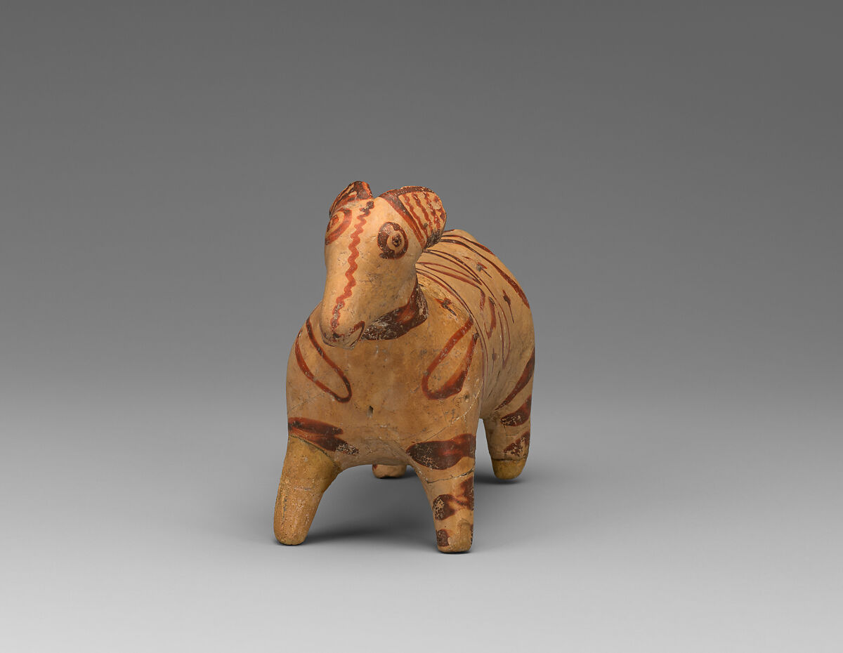 Terracotta sheep or bull, Terracotta, Helladic, Mycenaean