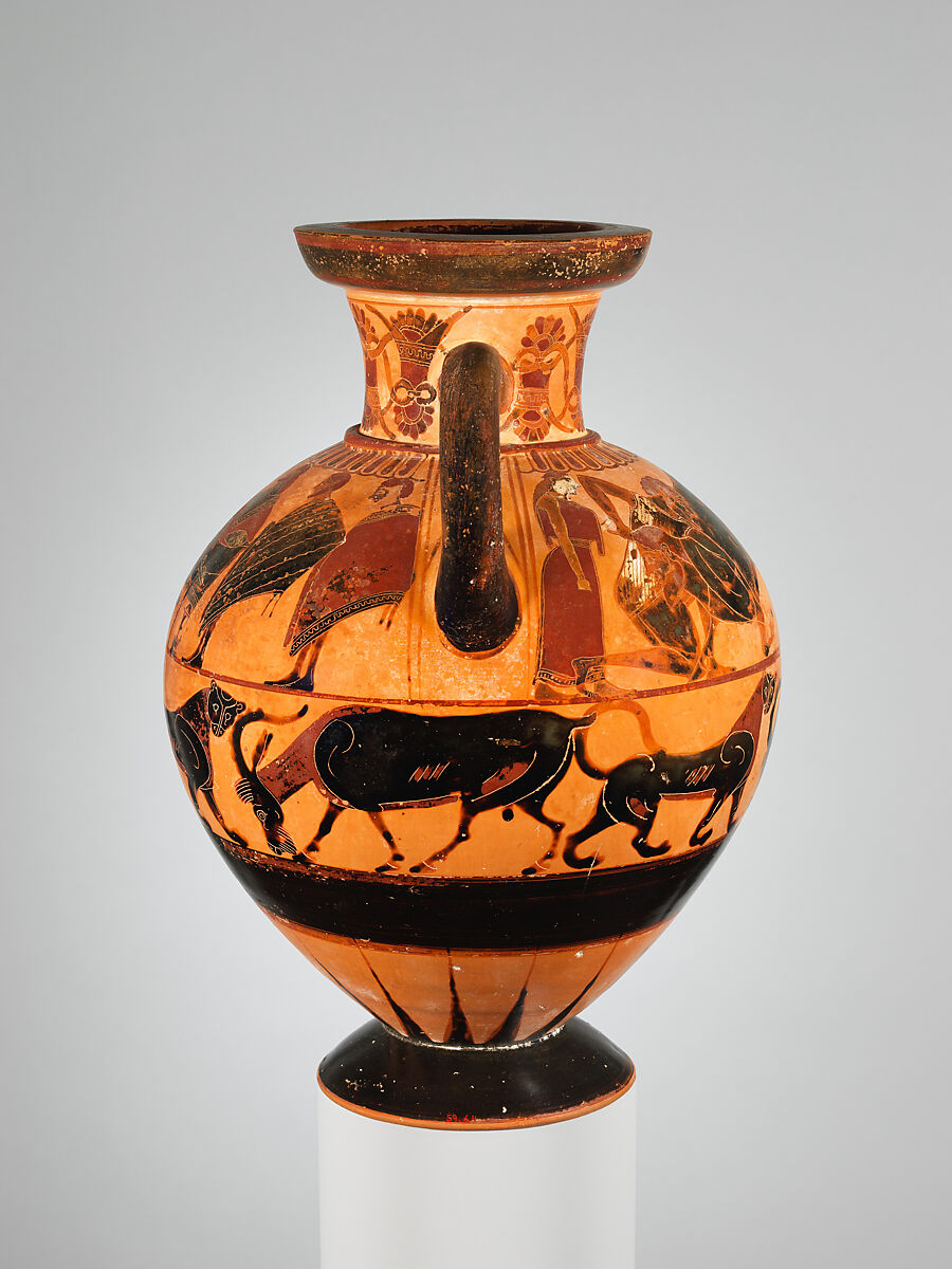 Terracotta neck-amphora (jar), Attributed to the Ptoon Painter, Terracotta, Greek, Attic