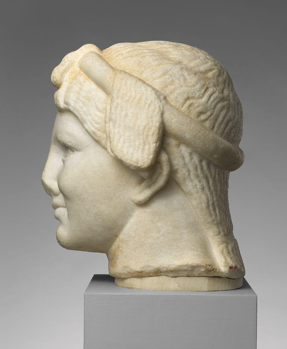 Marble head of Apollo, Marble, Roman