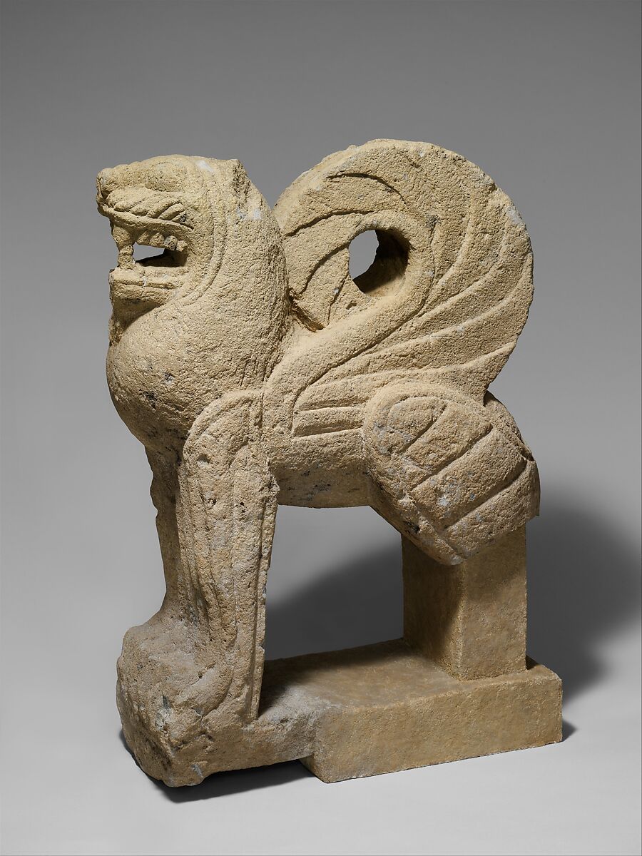 Nenfro statue of a winged lion, Nenfro, Etruscan 