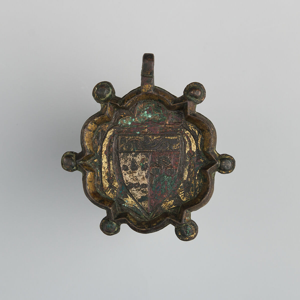 Badge or Harness Pendant, Copper, gold, silver, enamel, Spanish 