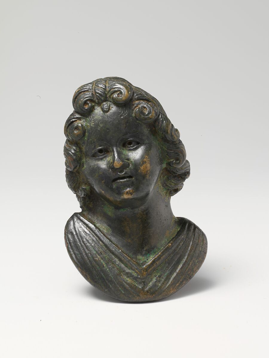 Bronze portrait bust of a boy, Bronze, Greek or Roman 