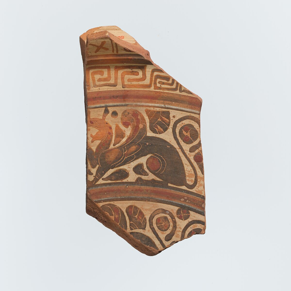 Fragment of a terracotta plate, Terracotta, East Greek, Wild Goat Style 