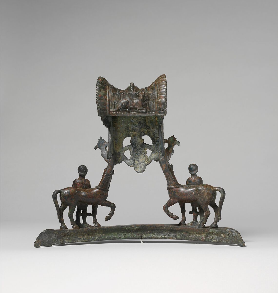 Bronze handles from a large volute-krater (vase for mixing wine and water), Bronze, Etruscan