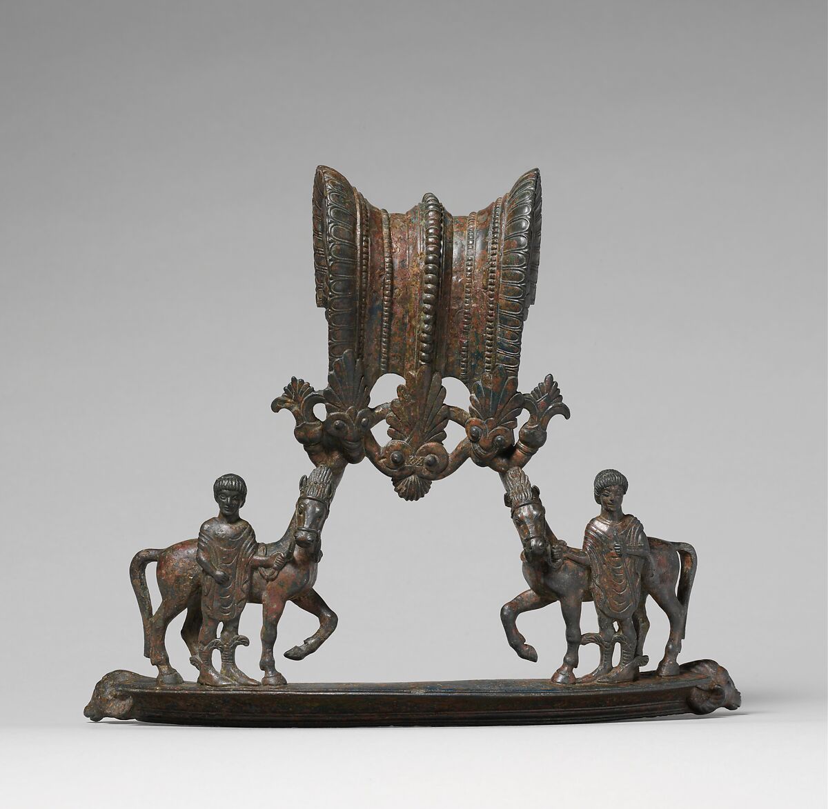 Bronze handles from a large volute-krater (vase for mixing wine and water), Bronze, Etruscan