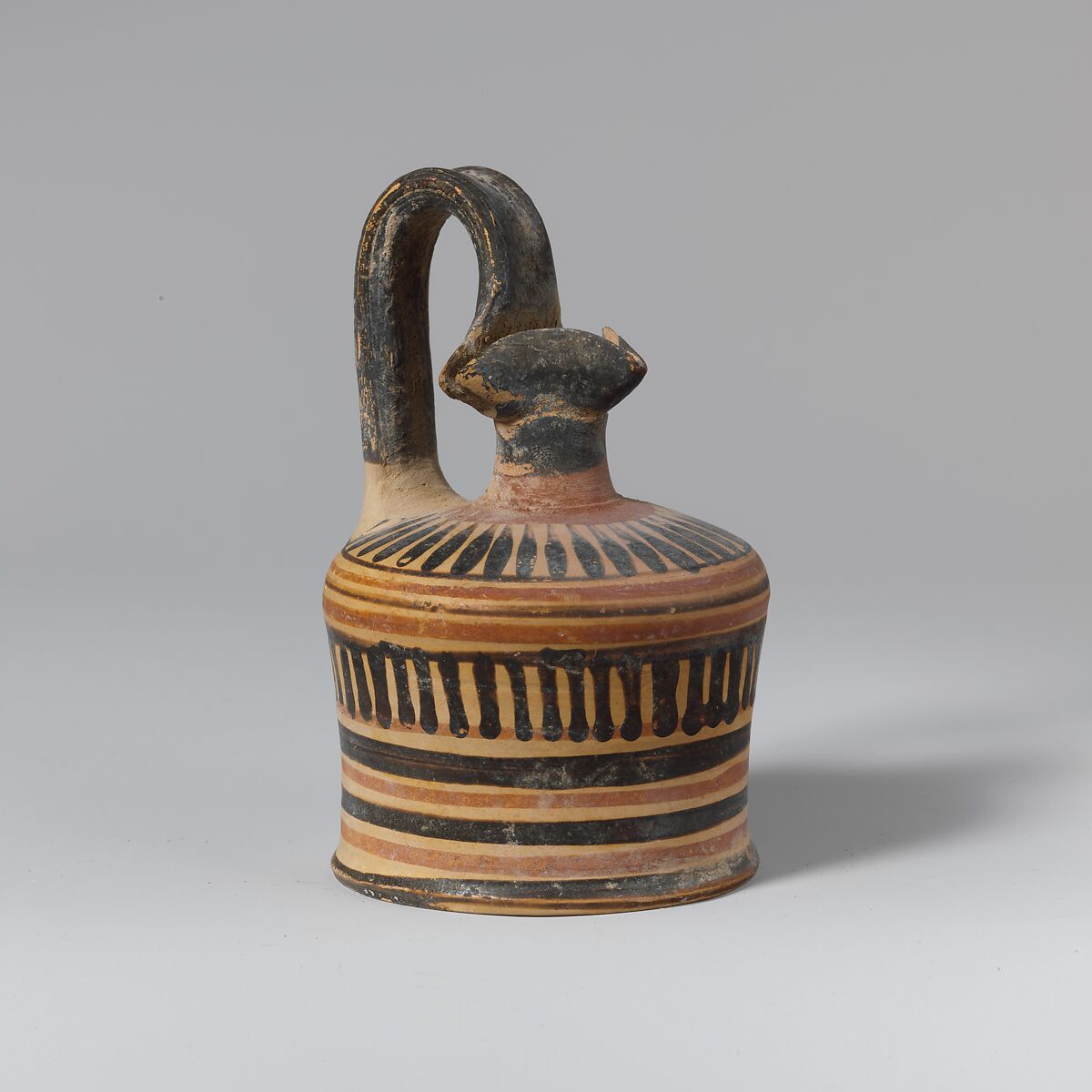 Terracotta oinochoe (jug), Terracotta, Greek, Corinthian 