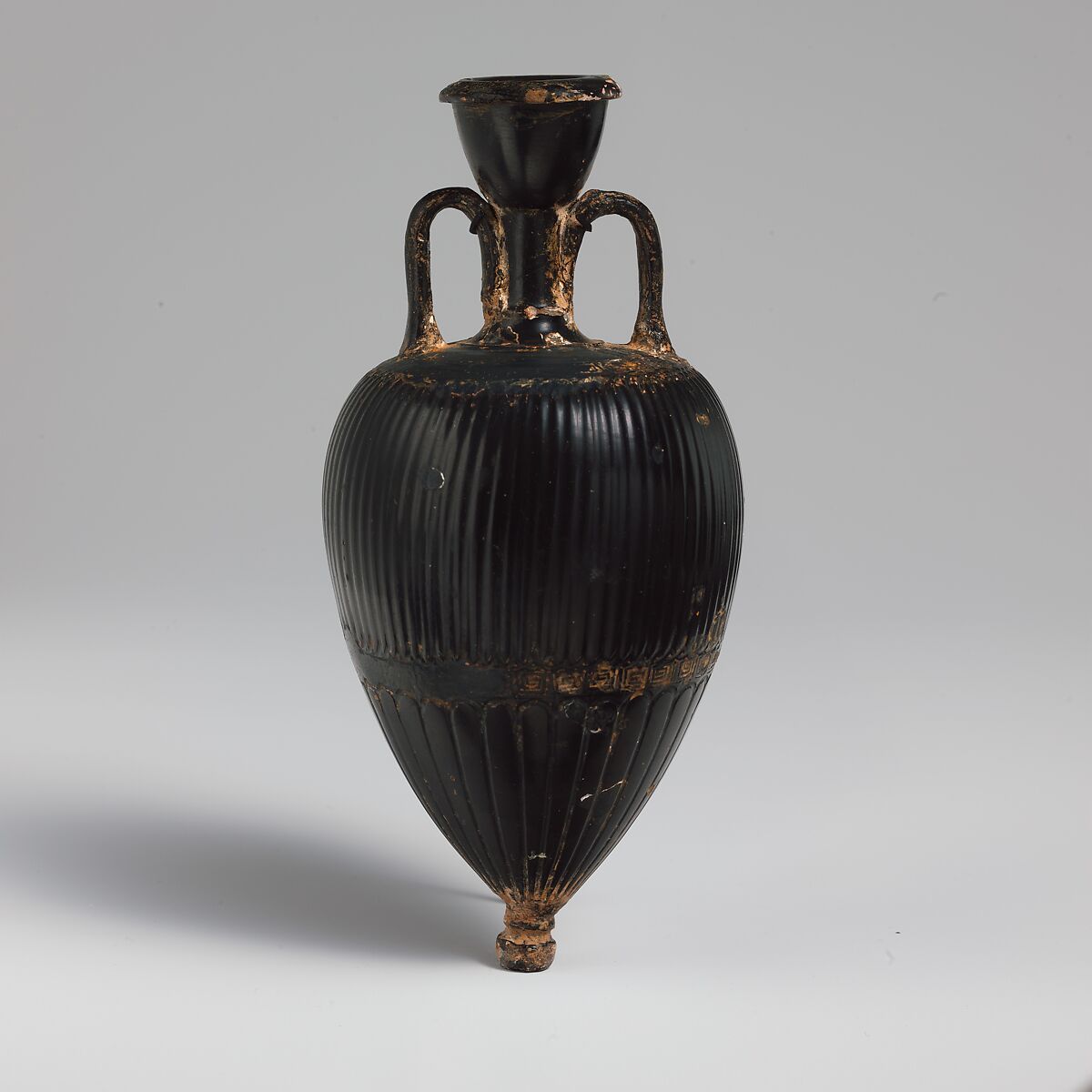 Terracotta amphoriskos (oil flask), Terracotta, Greek, Attic 