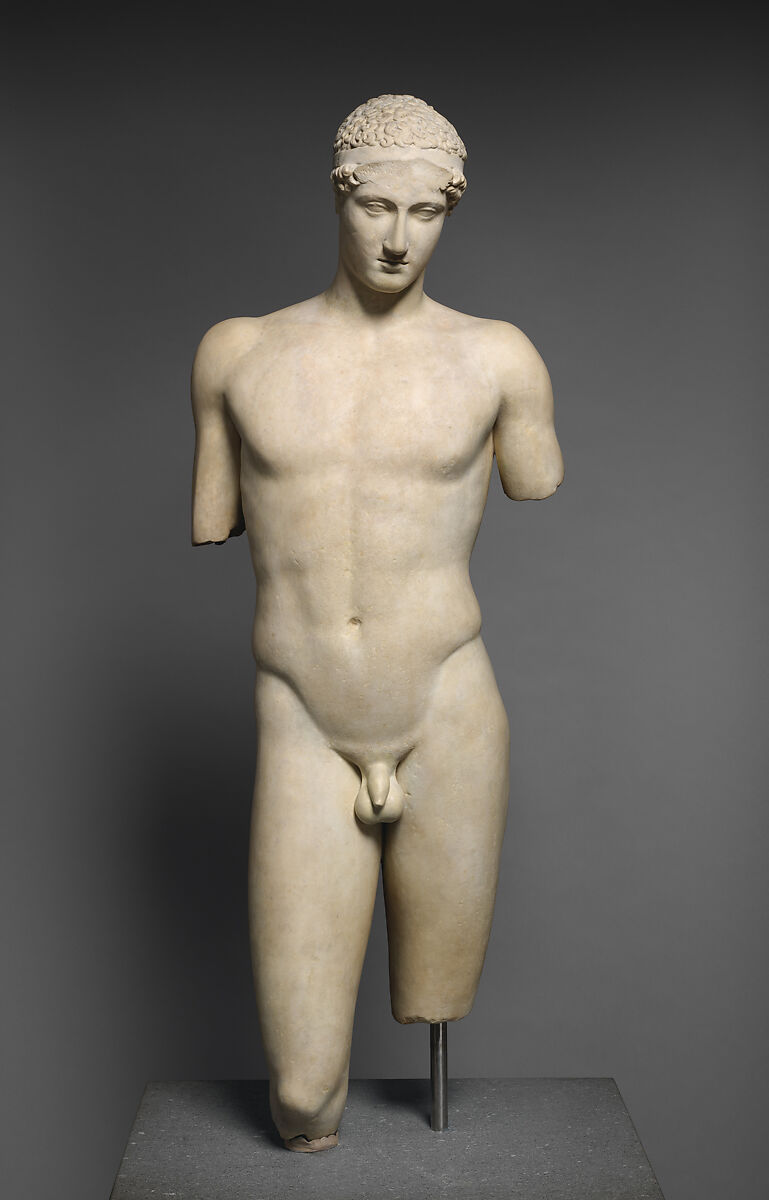 Marble statue of the so-called Stephanos Athlete, Marble, Roman 